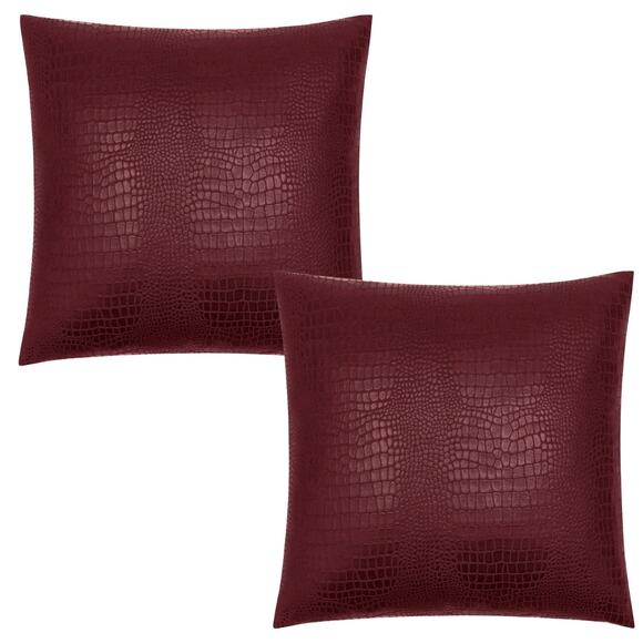 Patricia Nash Faux Croc Embossed Euro Sham Set Of Two Plum Red - Picture 1 of 9
